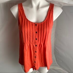 J Crew pintucked bib button front coral tank